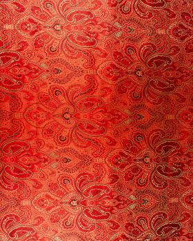 Satin jacquard Indien paisley Rouge - Tissushop